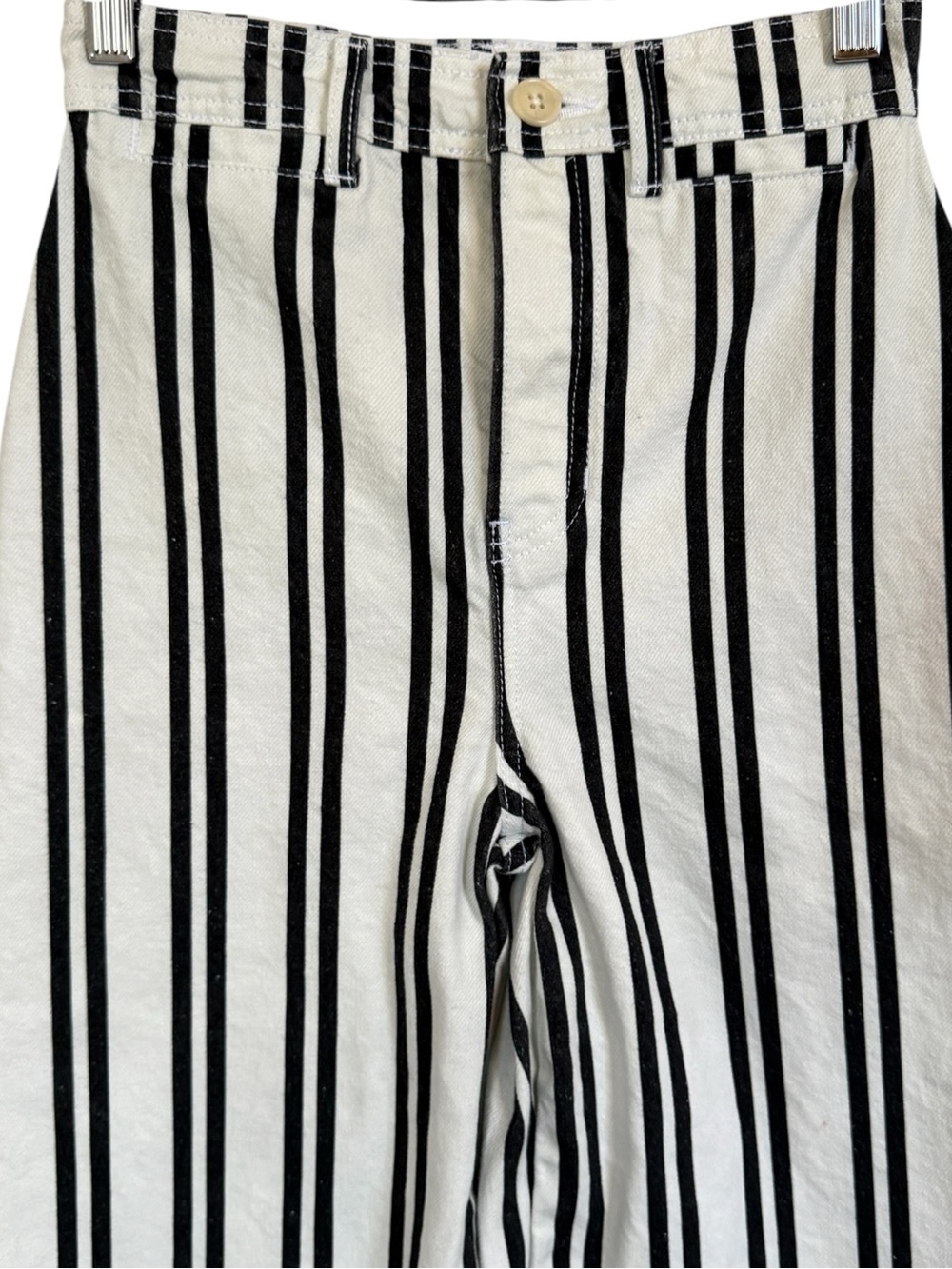 Reformation Logan Ultra High Rise Wide Leg Jeans Size 25 Black White Stripe - Picture 2 of 15